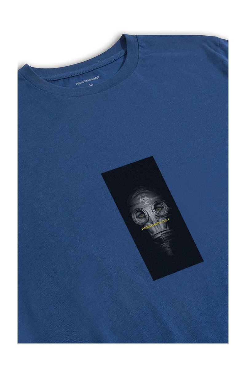Navy Soft Fabric Personologist Wear Mask Design Short Sleeve Tee