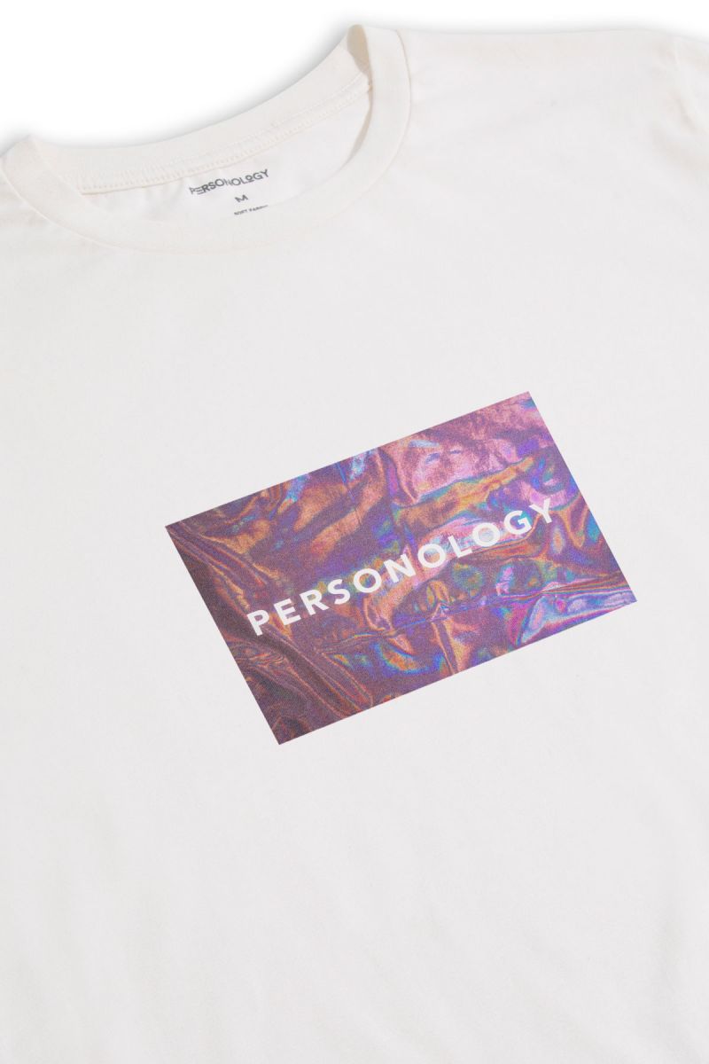 Off White Soft Fabric Glare Design Short Sleeve Tee