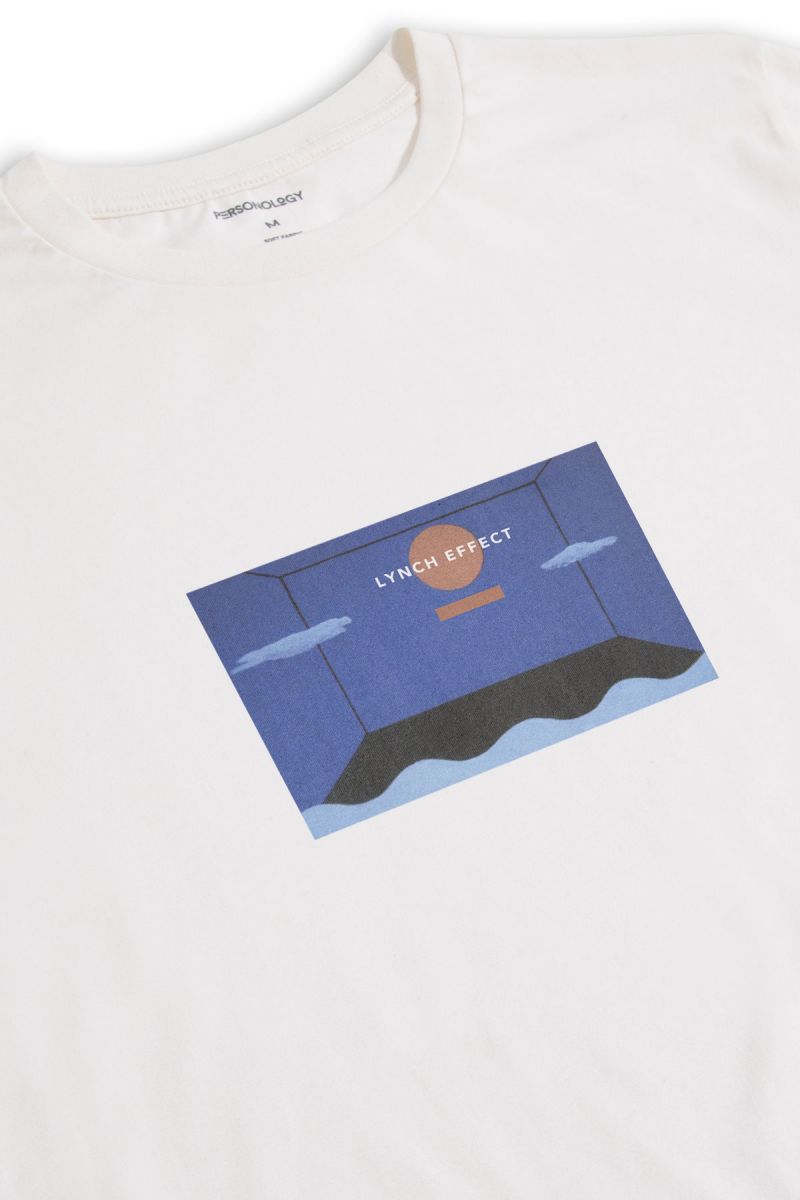 Off White Soft Fabric Lynch Effect Design Short Sleeve Tee