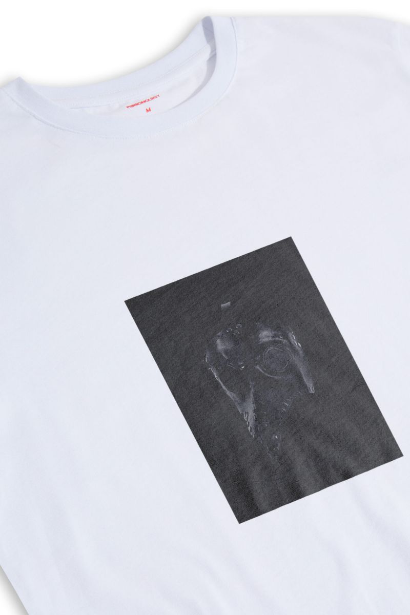 White Soft Fabric Leather Mask Design Short Sleeve Tee