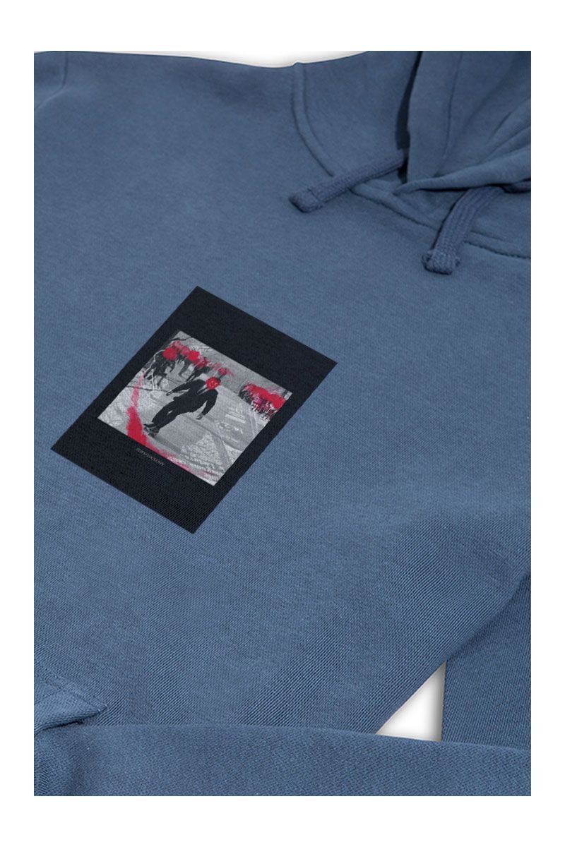 Navy Premium Cotton Red Smiley Design Pullover Hoodie