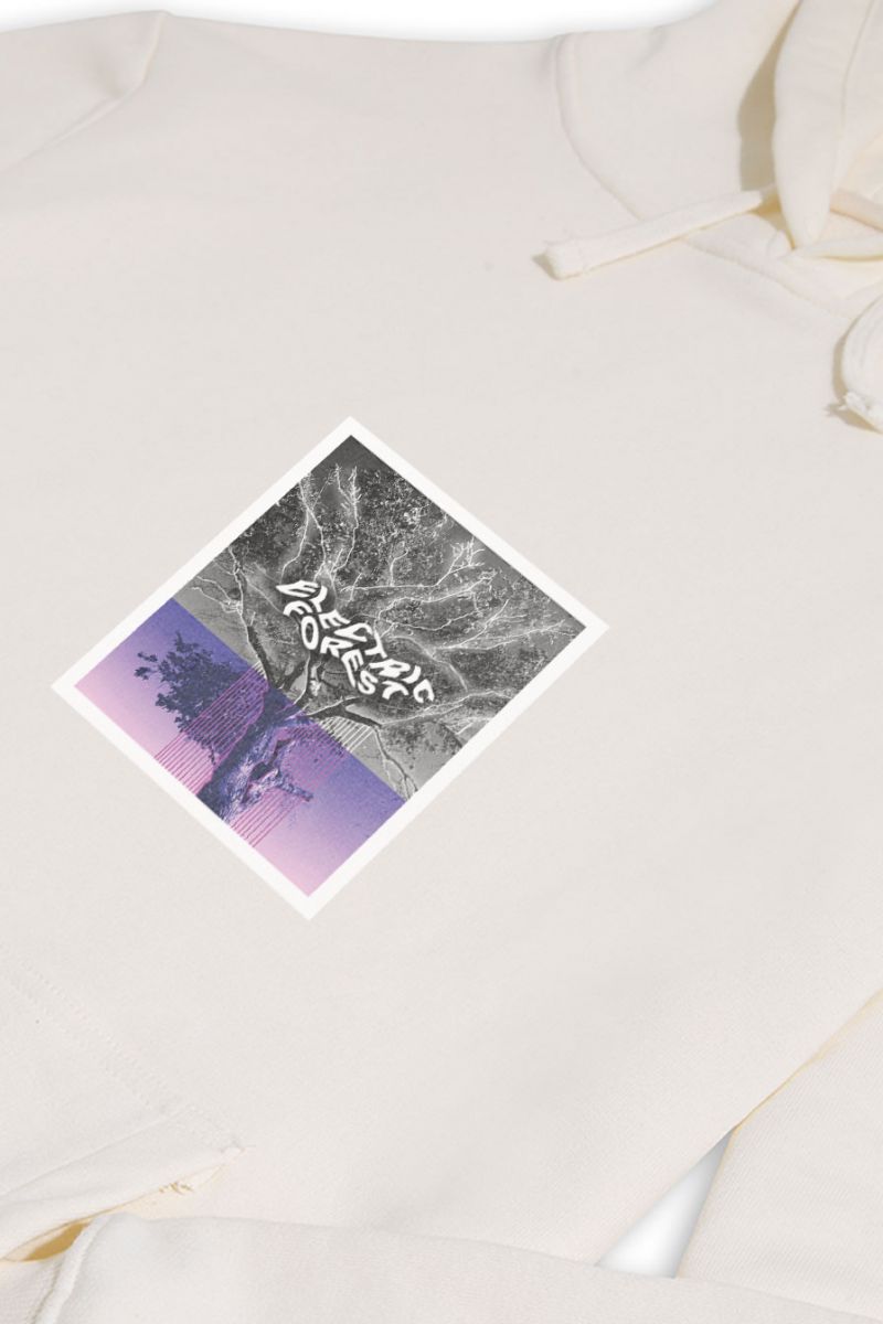 Ecru Premium Cotton Electric Forest Design Pullover Hoodie