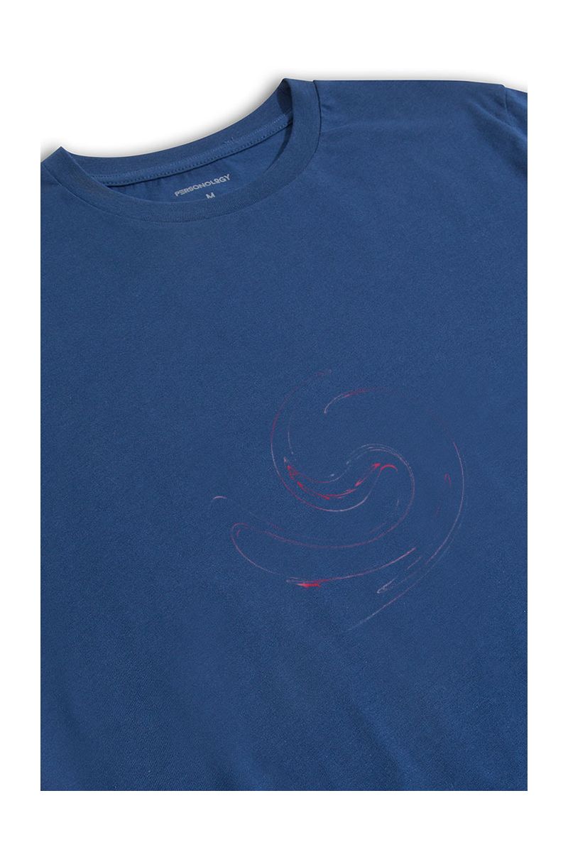 Navy Soft Fabric Red Wind Design Short Sleeve Tee