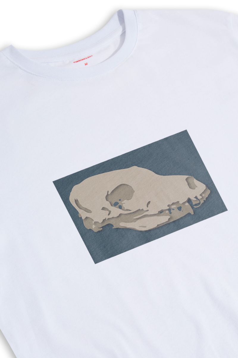 White Soft Fabric Head of Dinosaur Design Short Sleeve Tee
