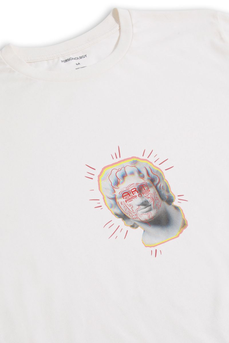 Off White Soft Fabric Artpop Design Short Sleeve Tee