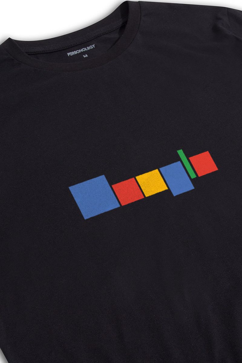 Black Soft Fabric Google Design Short Sleeve Tee