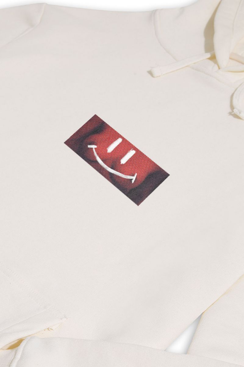 Ecru Premium Cotton Happy Tits Design Pullover Hoodie