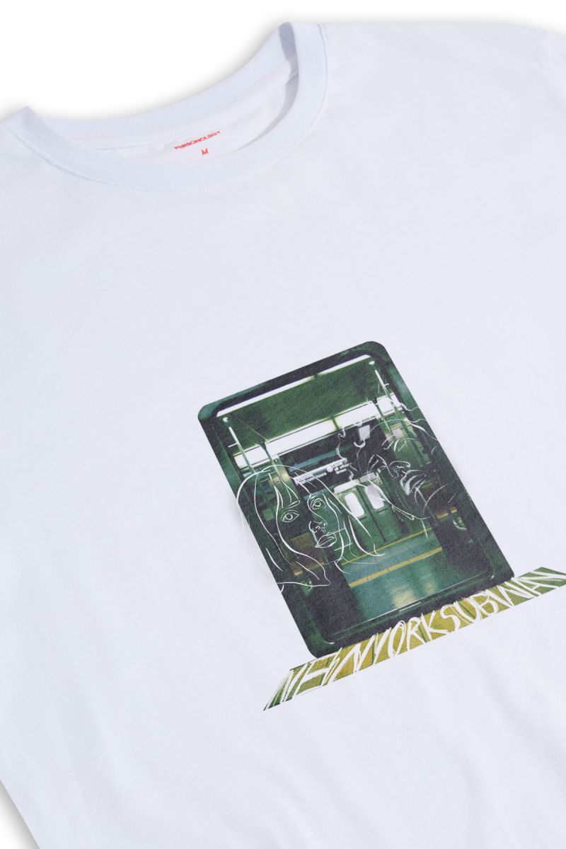 White Soft Fabric New York Subway Design Short Sleeve Tee