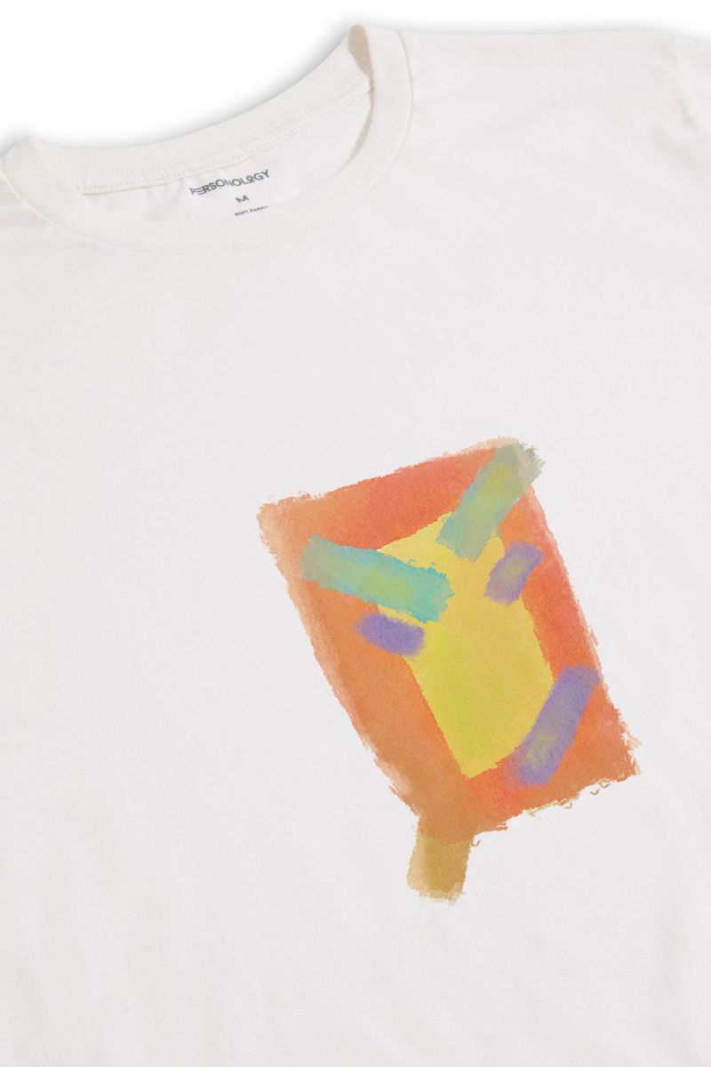 Off White Soft Fabric Patch Design Short Sleeve Tee