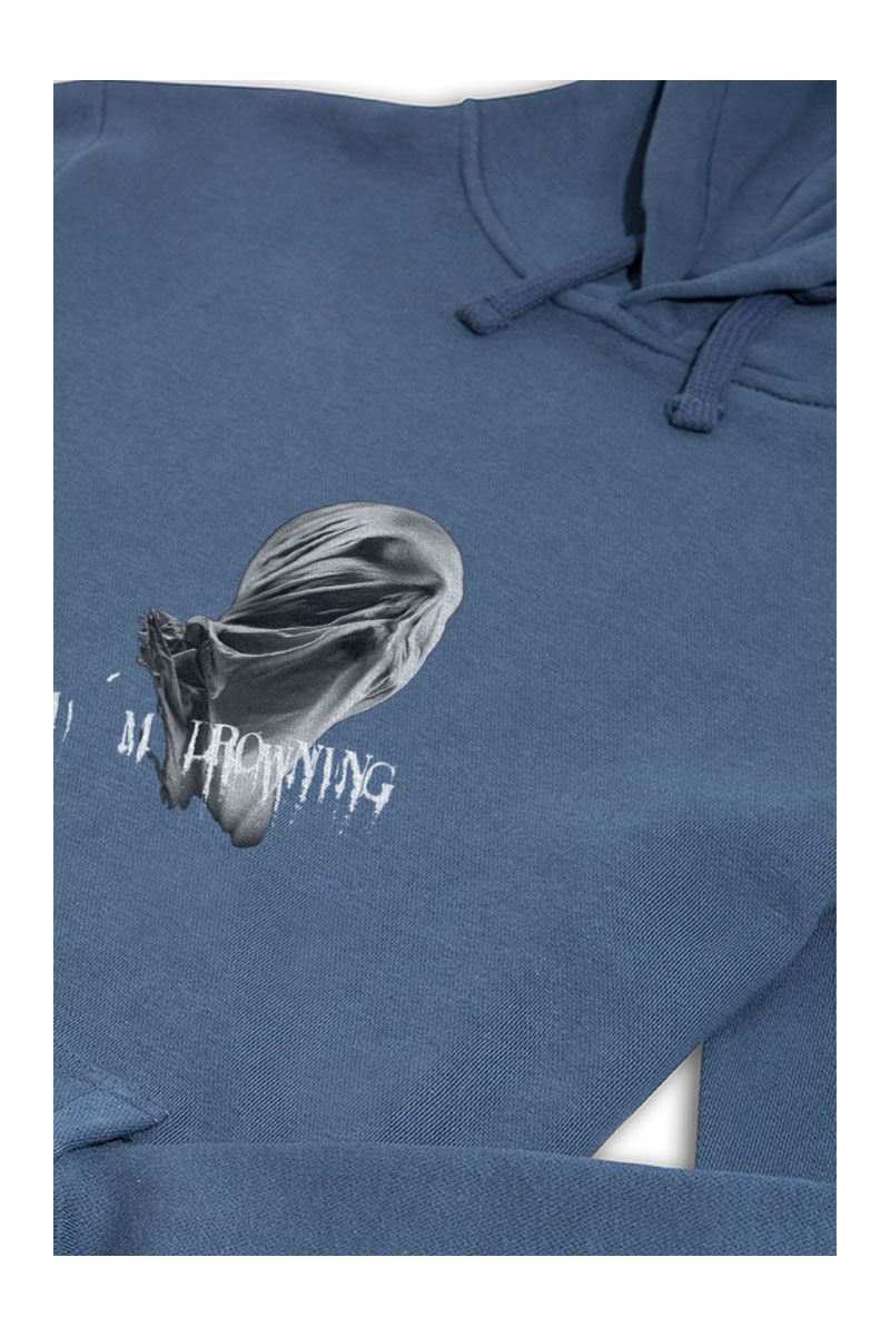 Navy Premium Cotton I am Drowning White Design Pullover Hoodie