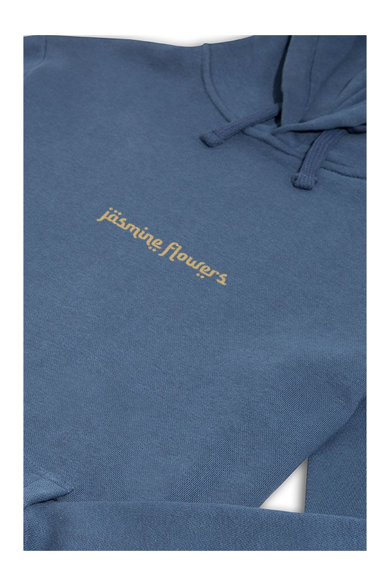 Navy Premium Cotton Jasmine Flowers Design Pullover Hoodie