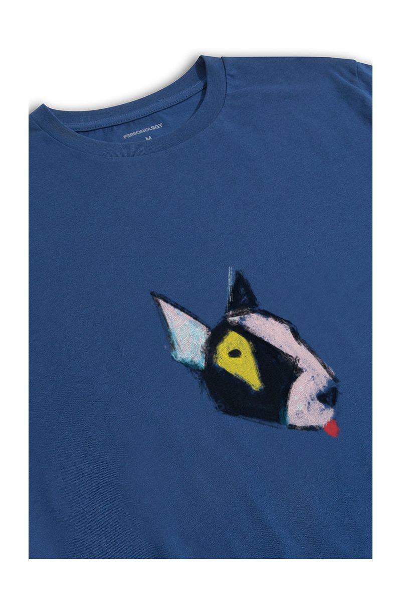 Navy Soft Fabric Rainbow Bull Terrier Design Short Sleeve Tee