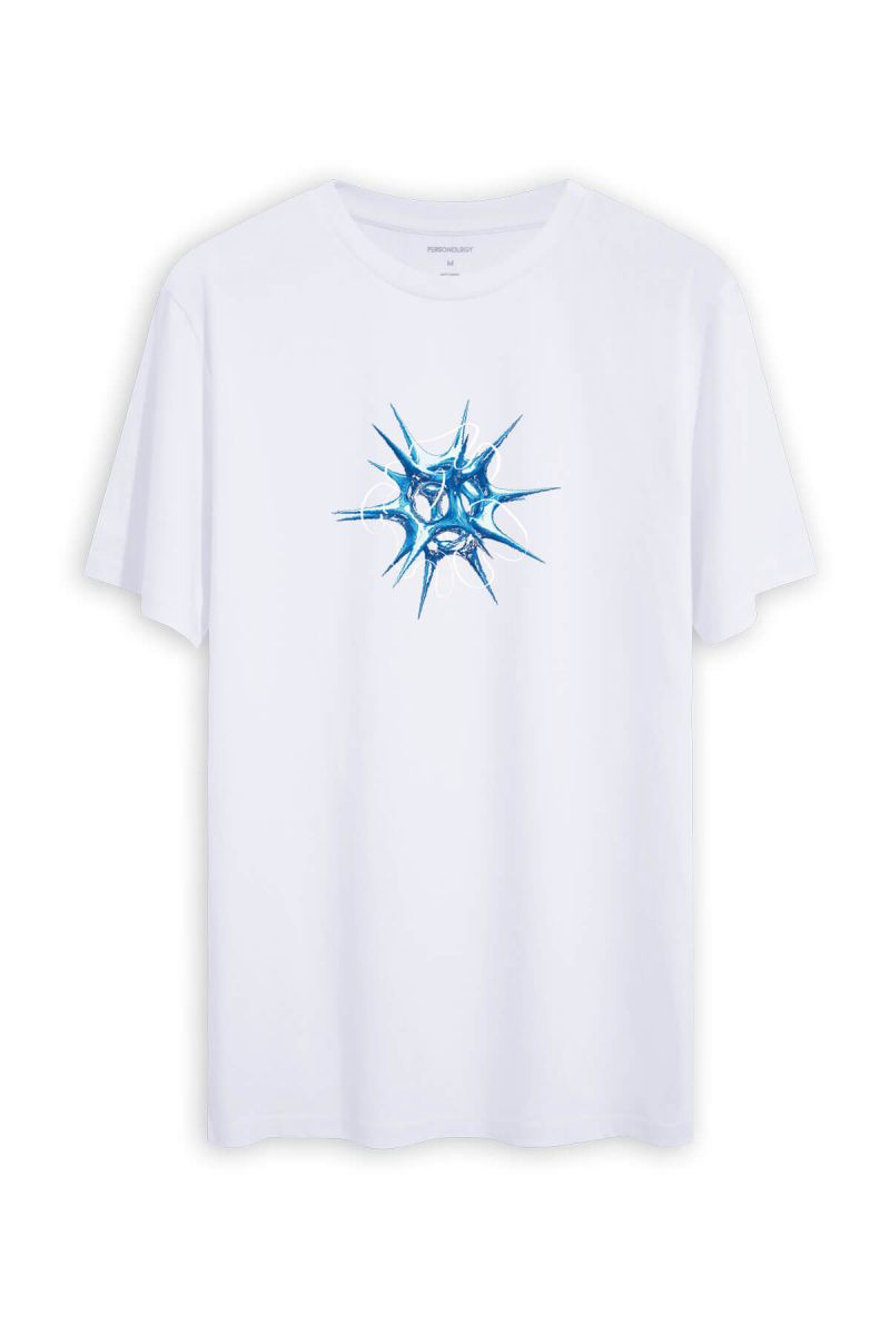 White Soft Fabric Sea- Urchin Design Short Sleeve Tee