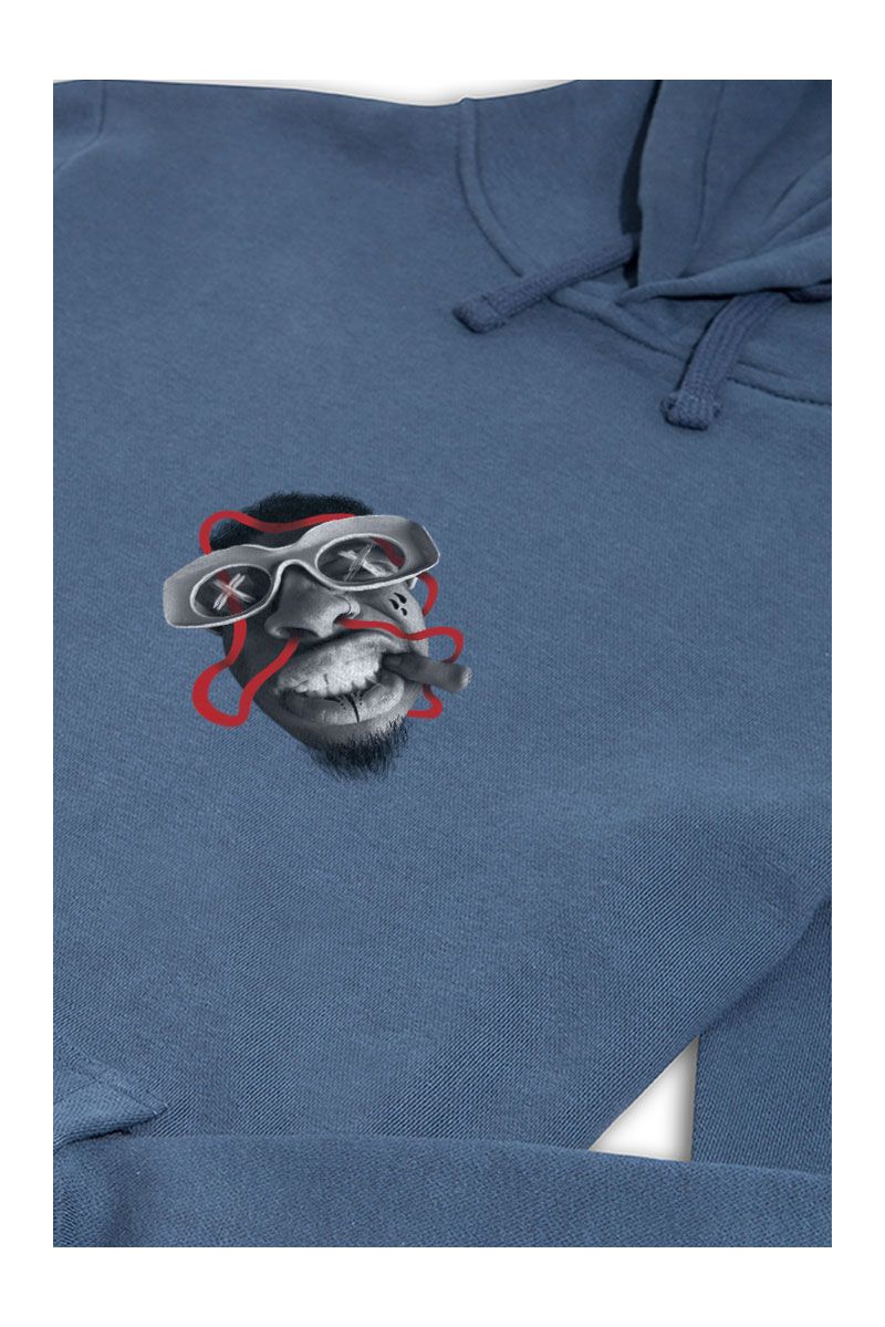 Navy Premium Cotton Shine Design Pullover Hoodie