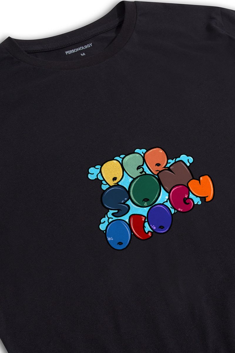 Black Soft Fabric Personology Design Short Sleeve Tee