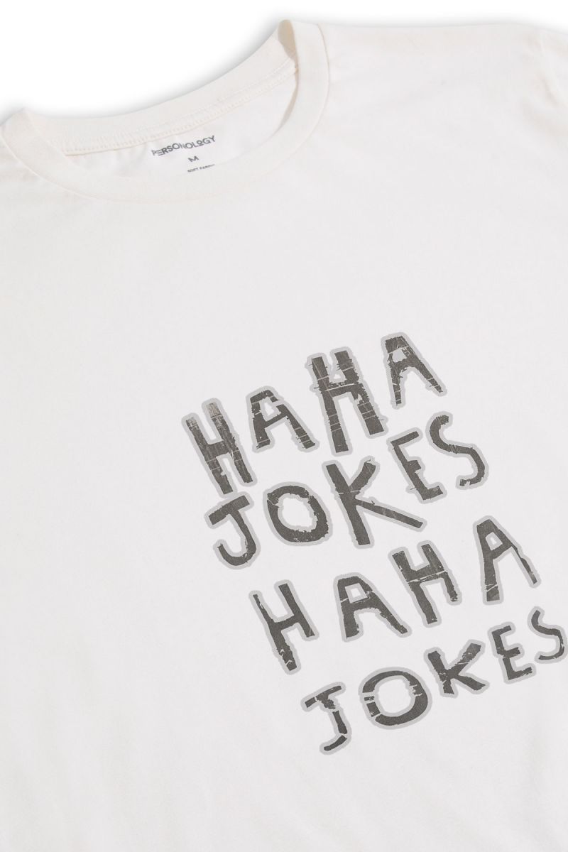 Off White Soft Fabric Jokes Design Short Sleeve Tee