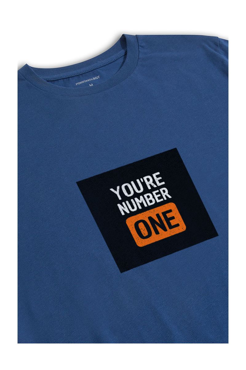 Navy Soft Fabric You are Number One Design Short Sleeve Tee