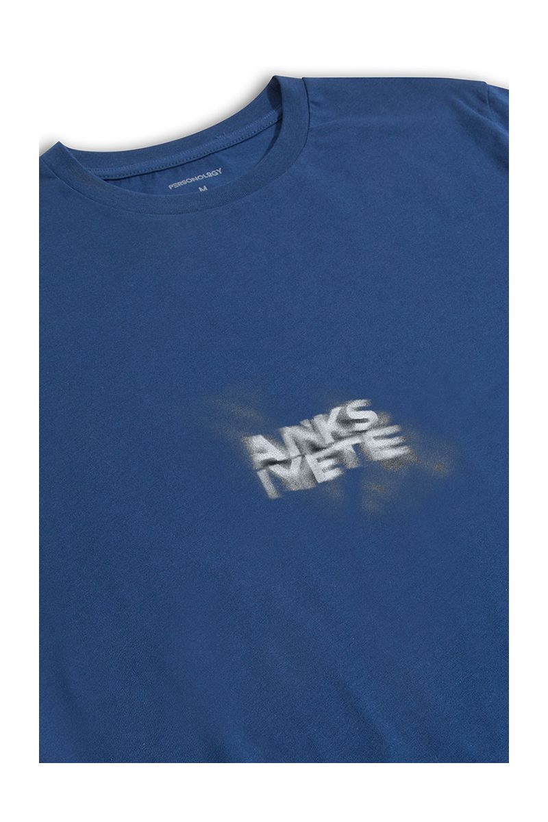 Navy Soft Fabric Anksiyete Design Short Sleeve Tee