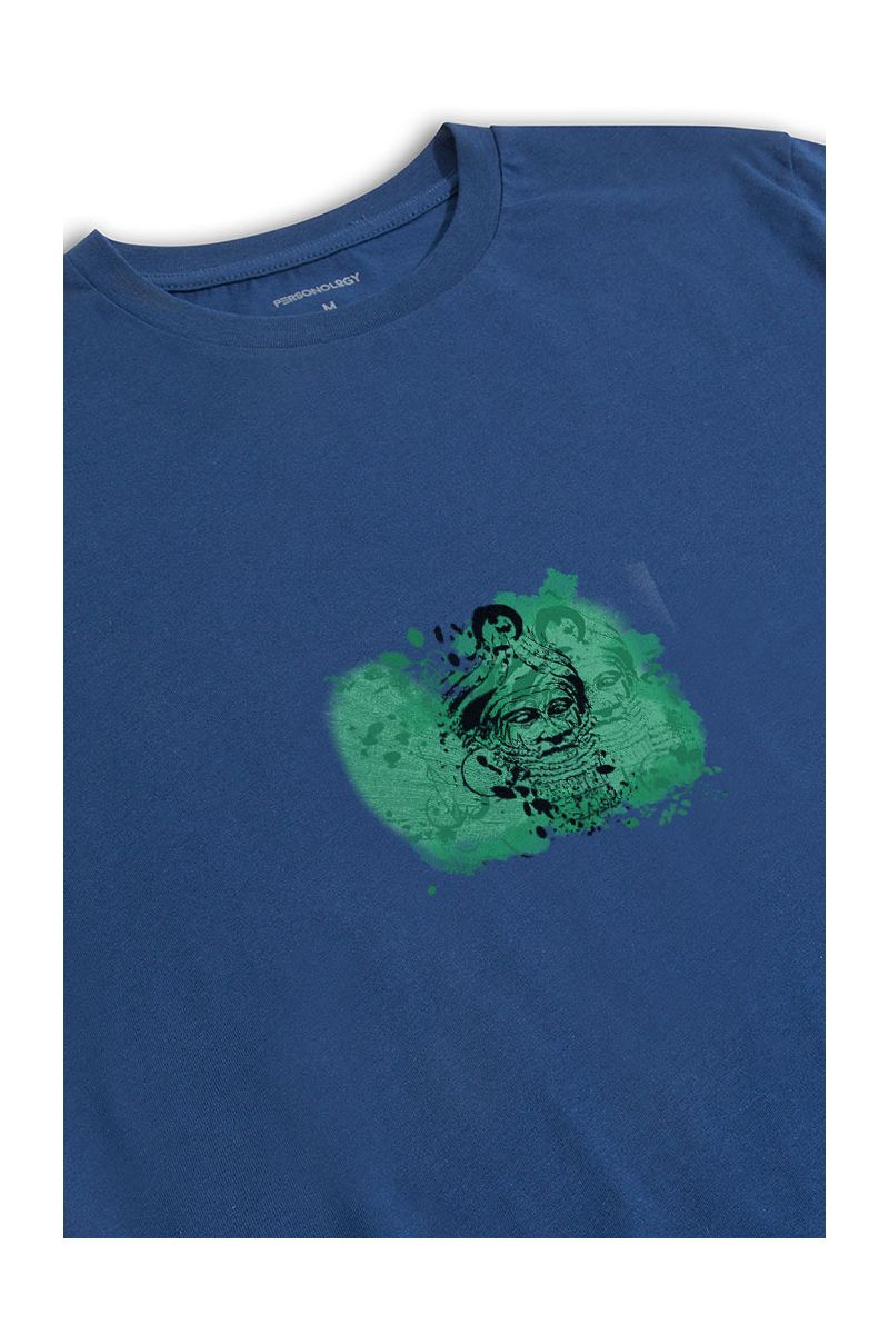Navy Soft Fabric Anu Sky Father Design Short Sleeve Tee