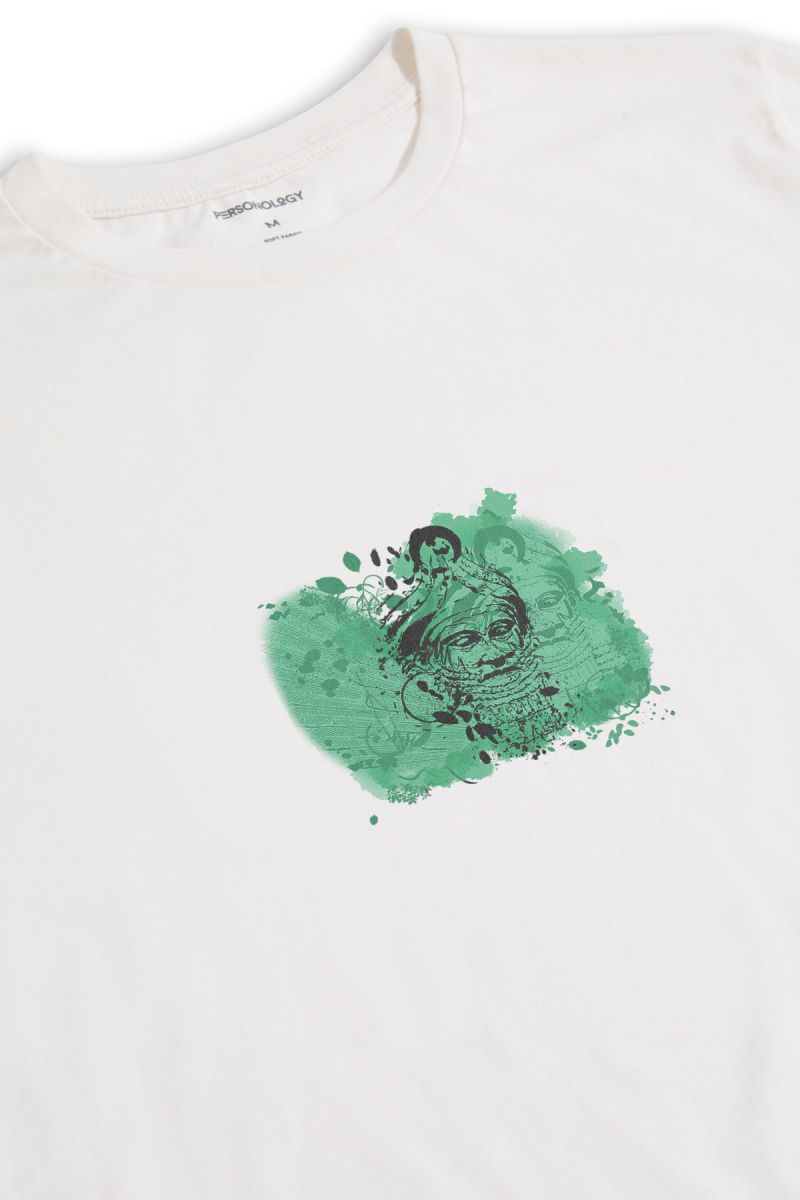 Off White Soft Fabric Anu Sky Father Design Short Sleeve Tee