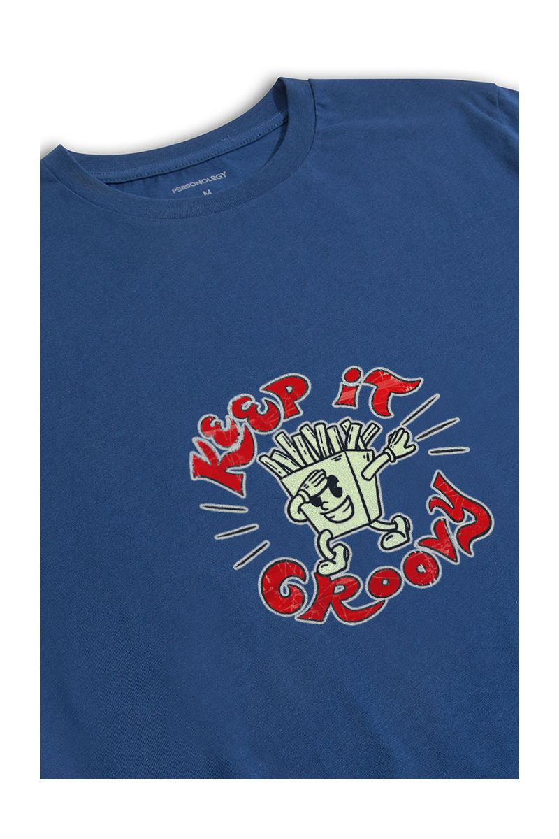 Navy Soft Fabric Keep it Groovy Design Short Sleeve Tee