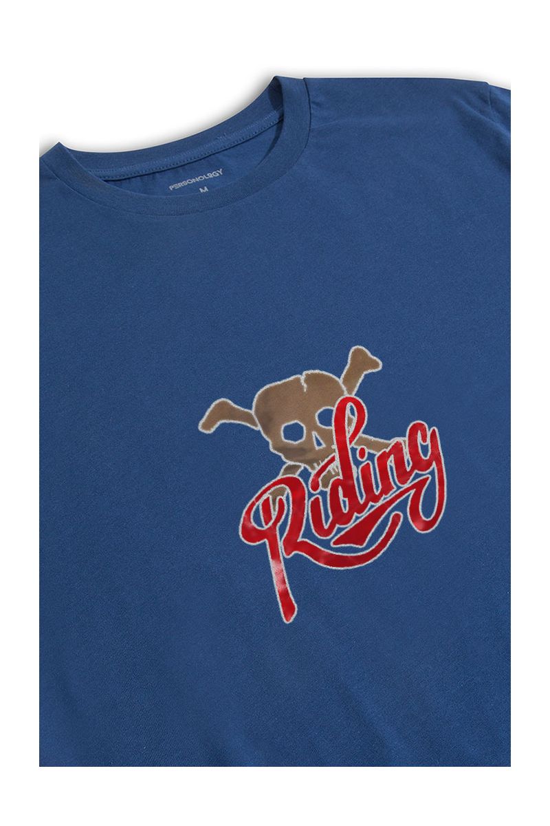 Navy Soft Fabric Riding Design Short Sleeve Tee