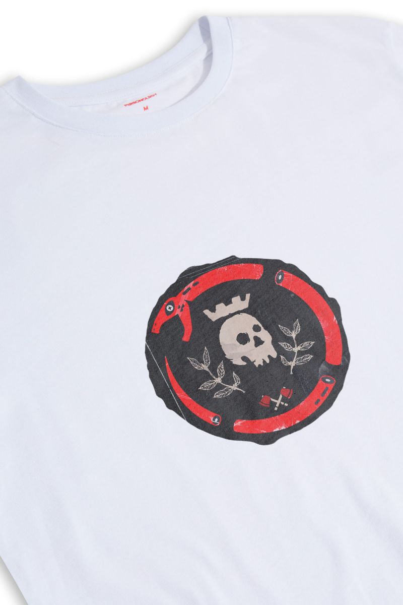 White Soft Fabric Scrull Design Short Sleeve Tee
