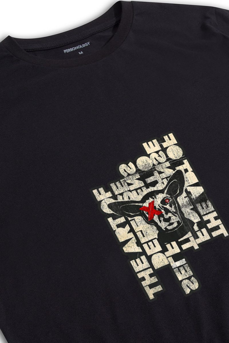 Black Soft Fabric Fat Design Short Sleeve Tee