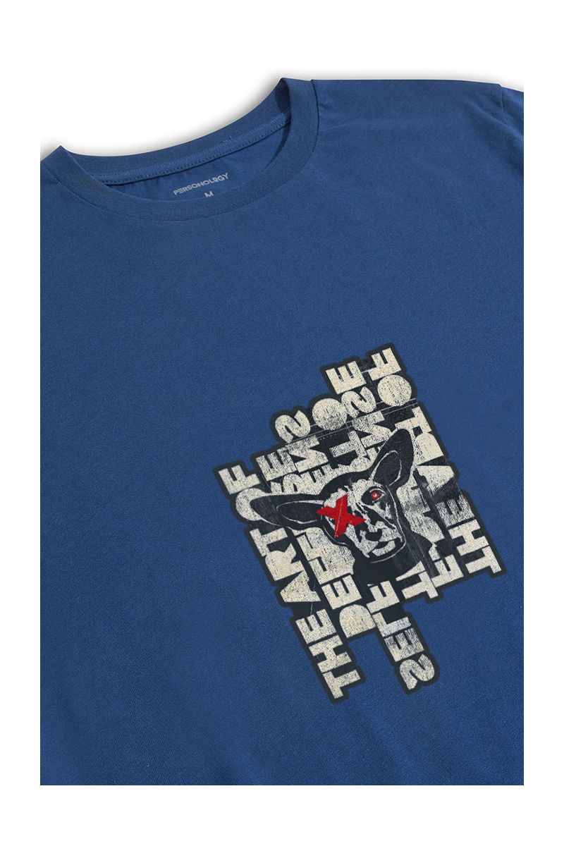 Navy Soft Fabric Fat Design Short Sleeve Tee