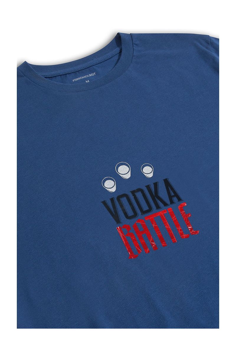 Navy Soft Fabric Vodka Design Short Sleeve Tee