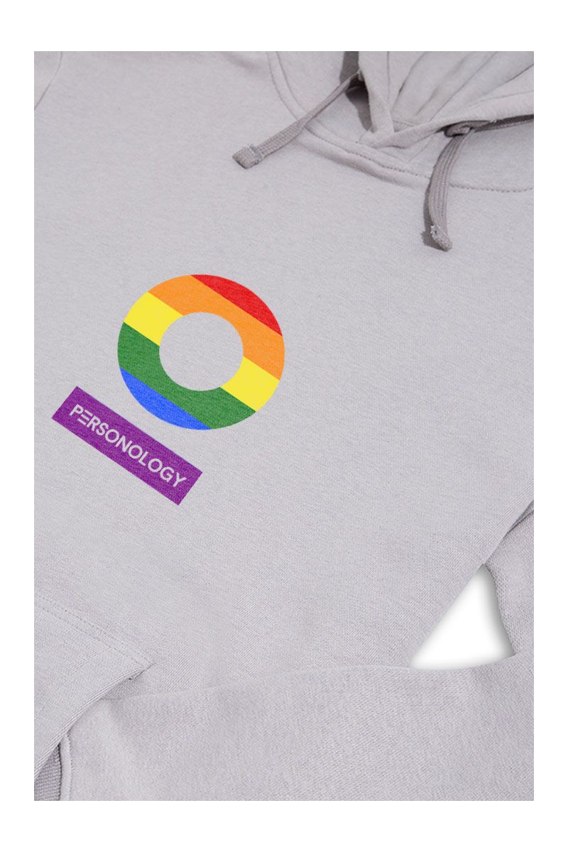 Grey Premium Cotton Happy Pride Design Pullover Hoodie