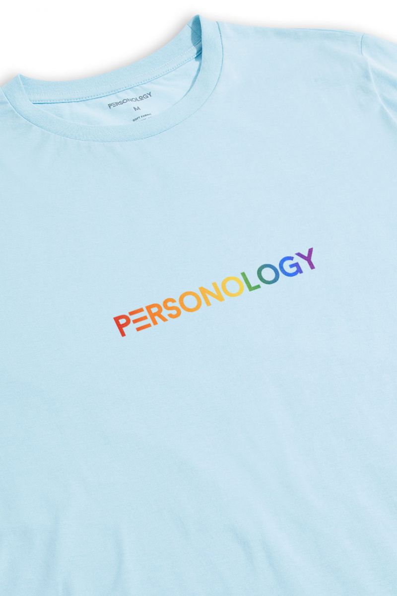 Blue Soft Fabric Happy Pride Design Short Sleeve Tee