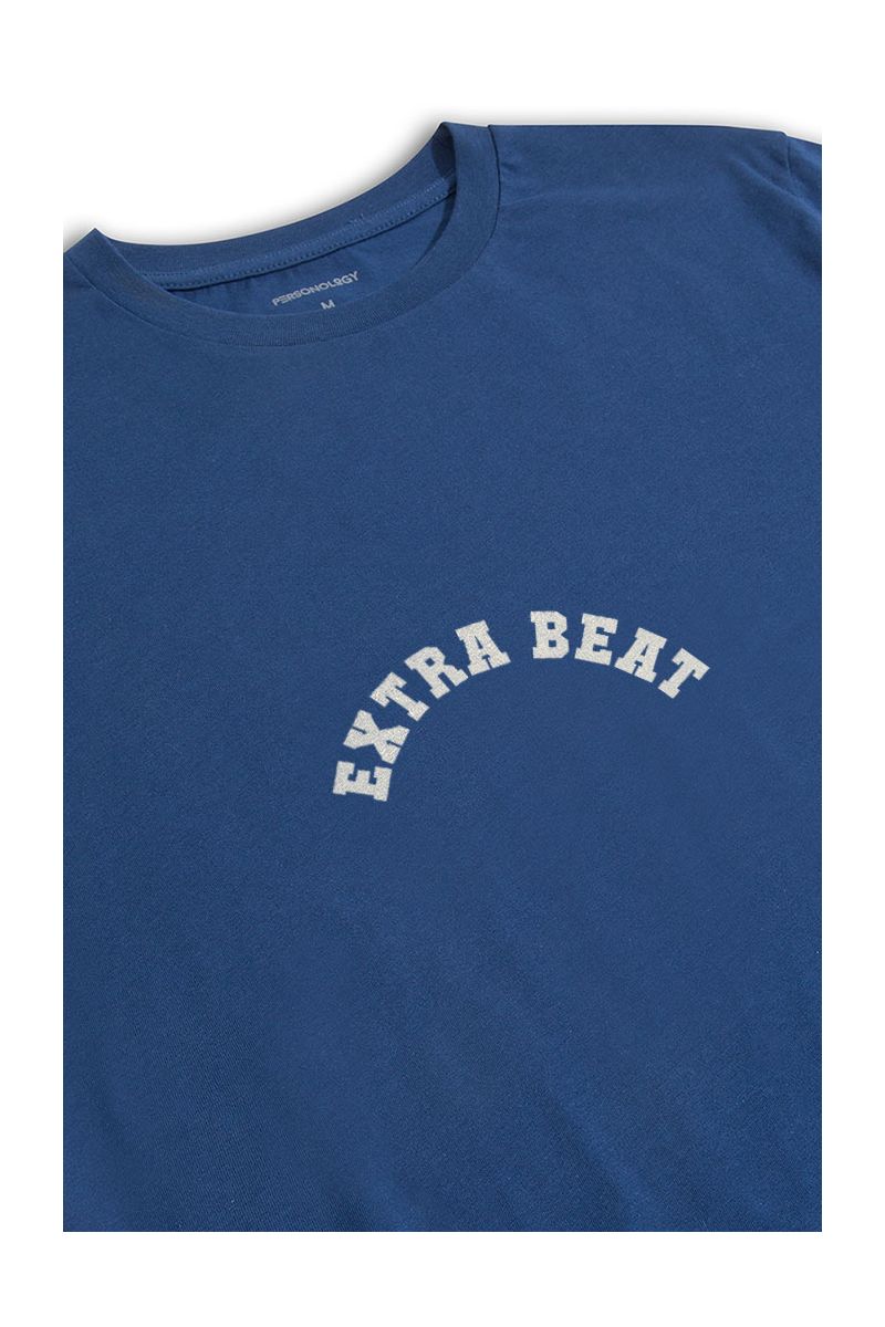 Navy Soft Fabric Extra Beat Design Short Sleeve Tee