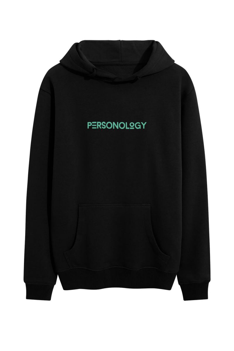 Black Premium Cotton Personology Design Pullover Hoodie