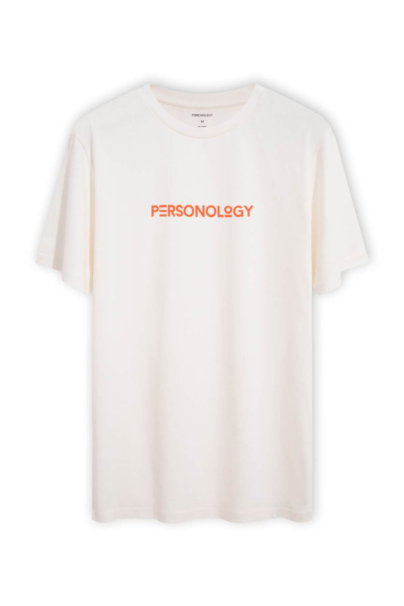 Off White Soft Fabric Personology Design Short Sleeve Tee