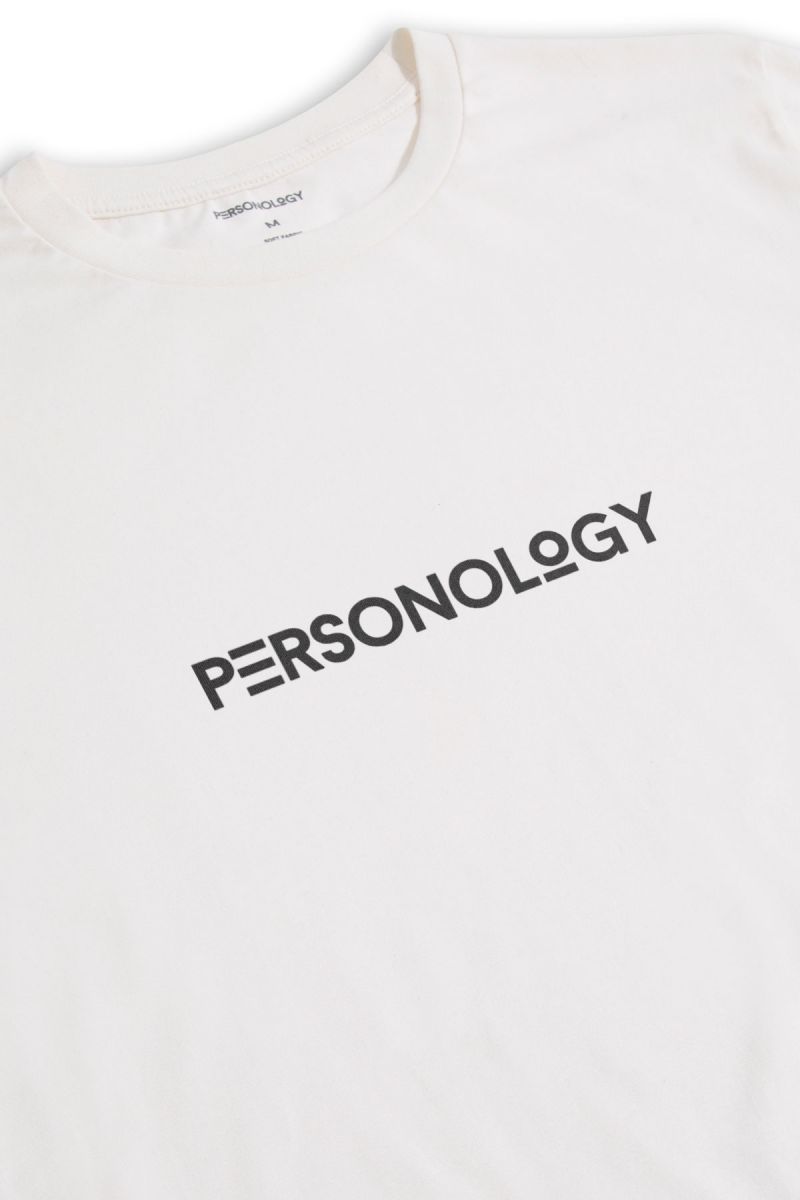 Off White Soft Fabric Personology Design Short Sleeve Tee
