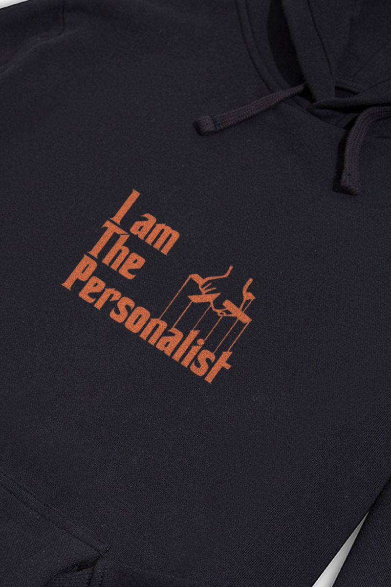 Black Premium Cotton I am Personalist Design Pullover Hoodie