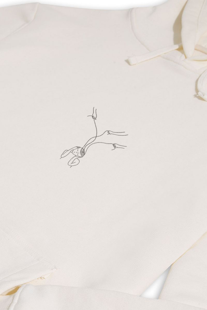 Ecru Premium Cotton Mind Design Pullover Hoodie