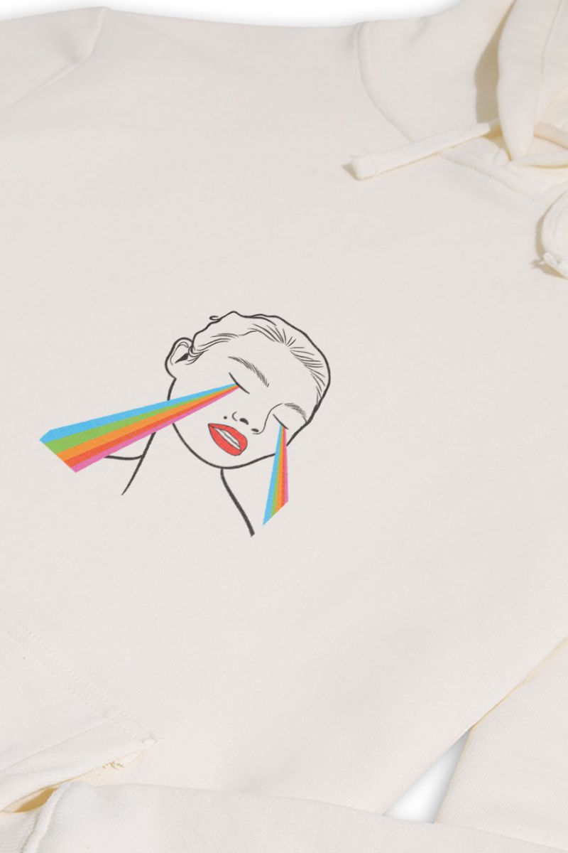 Ecru Premium Cotton Happy Pride Design Pullover Hoodie