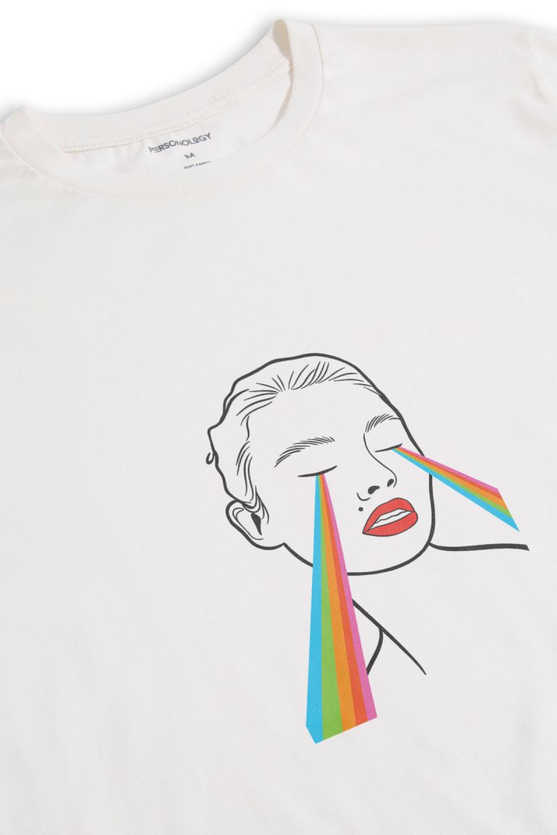 Off White Soft Fabric Happy Pride Design Short Sleeve Tee