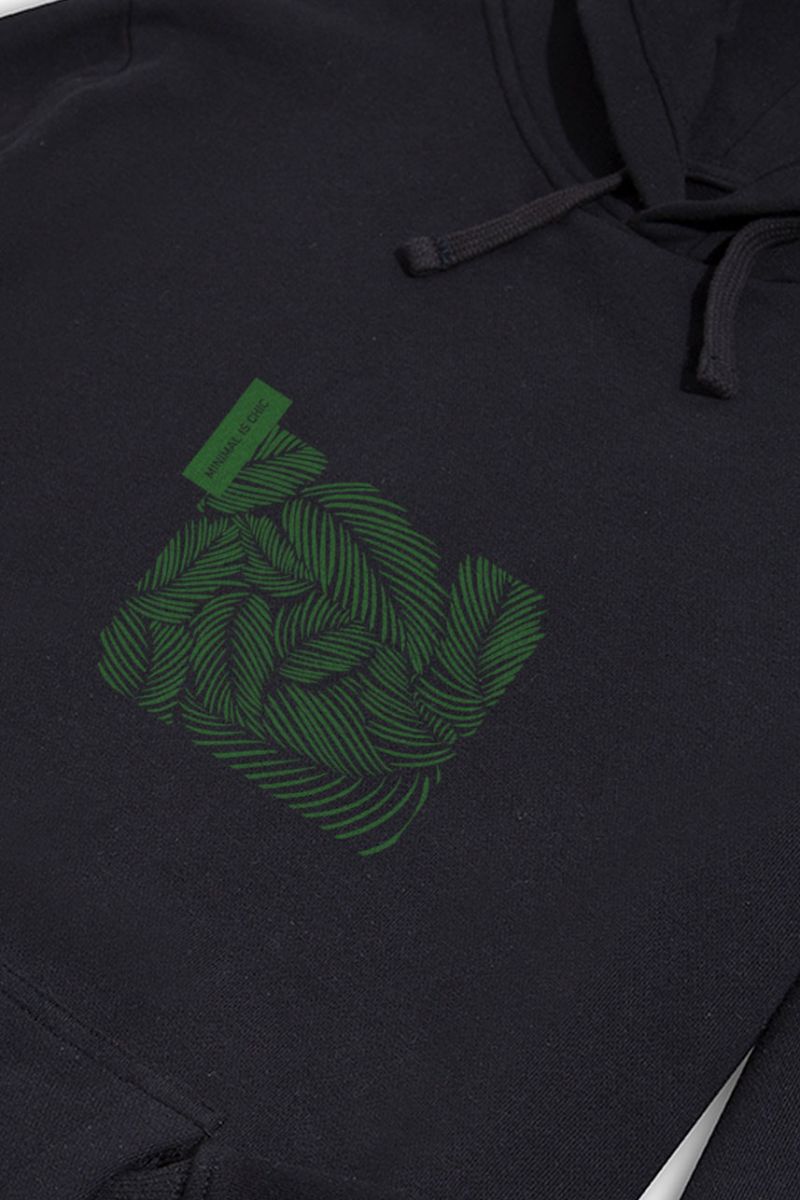Black Premium Cotton Minimal is Chic Design Pullover Hoodie