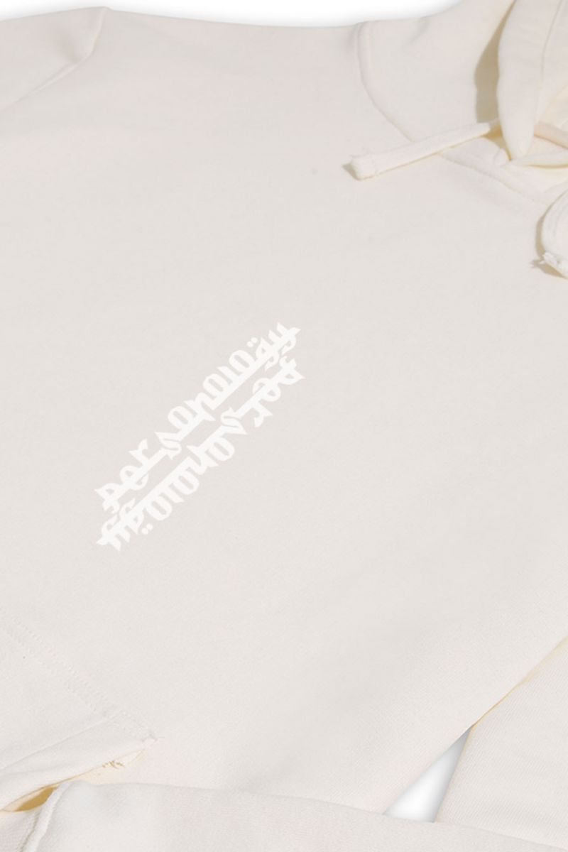 Ecru Premium Cotton Back Personology Design Pullover Hoodie