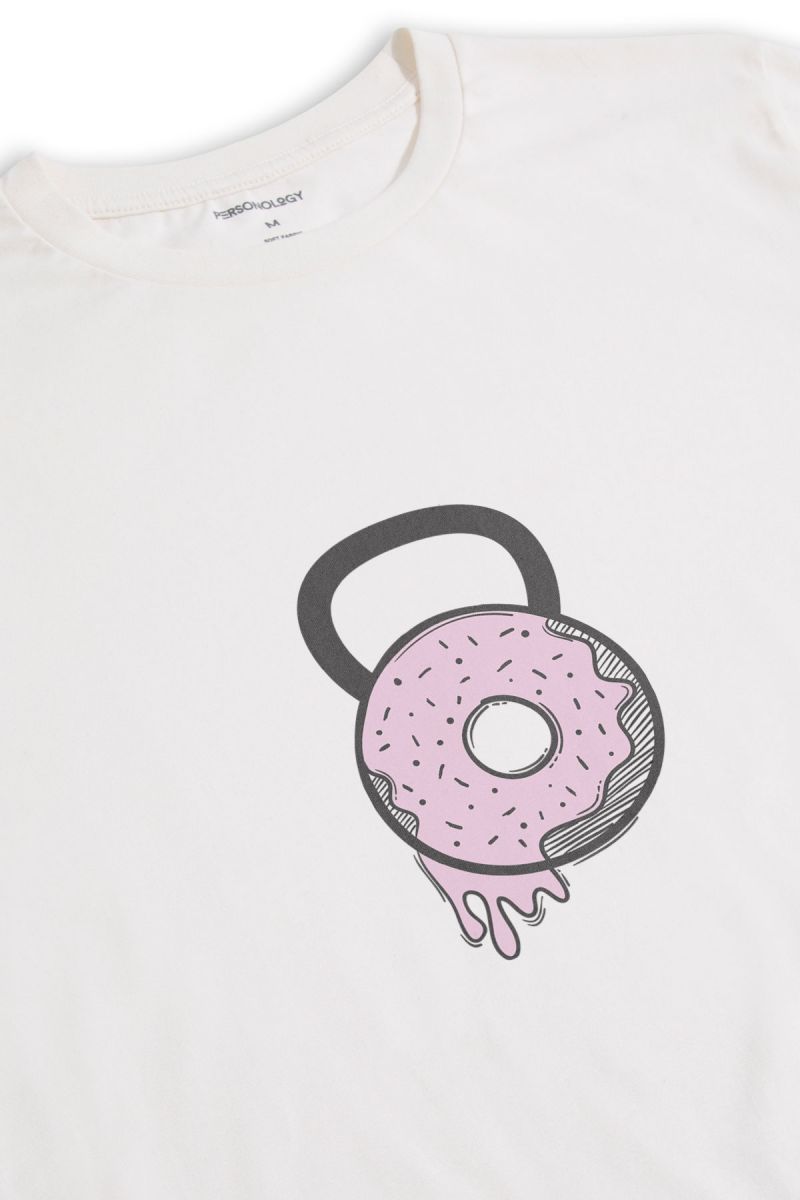 Off White Soft Fabric Caterbely Design Short Sleeve Tee
