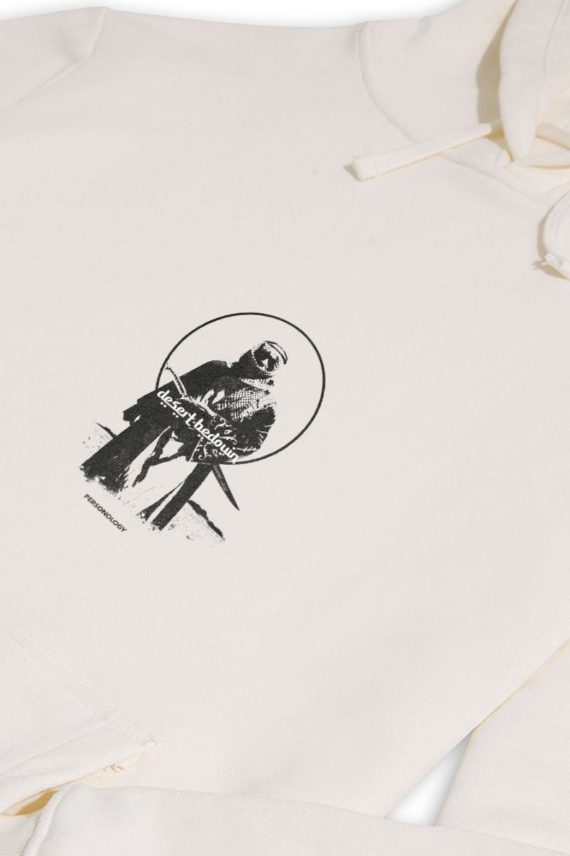Ecru Premium Cotton Desert Bedouin Design Pullover Hoodie