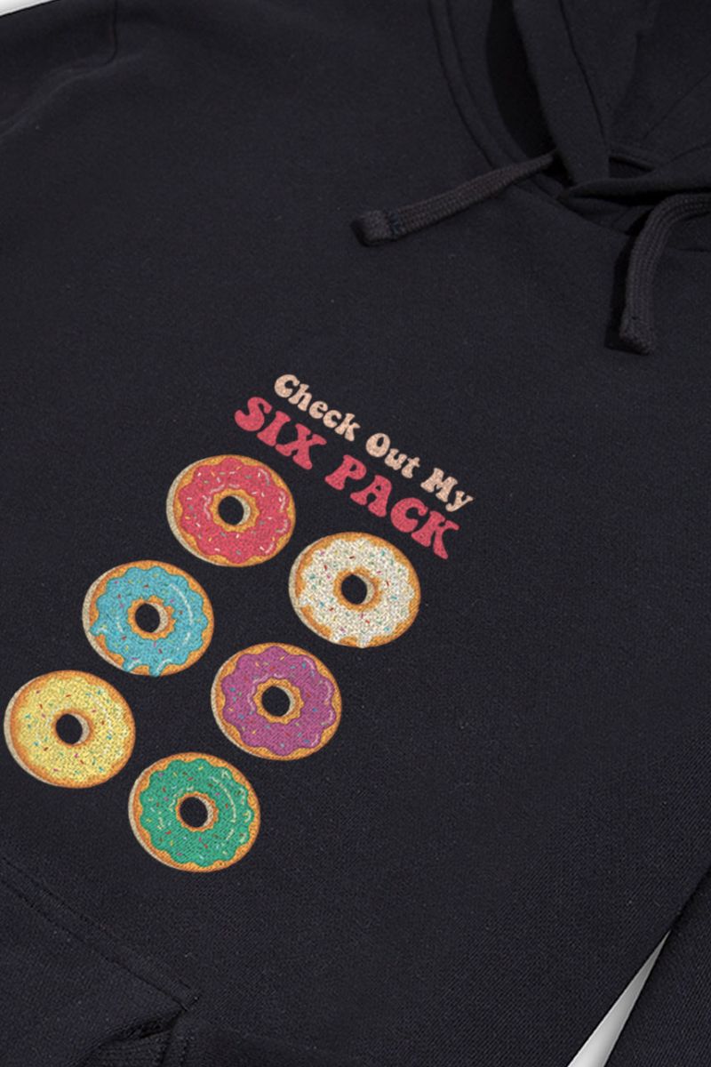 Black Premium Cotton Check out My Six Pack Design Pullover Hoodie