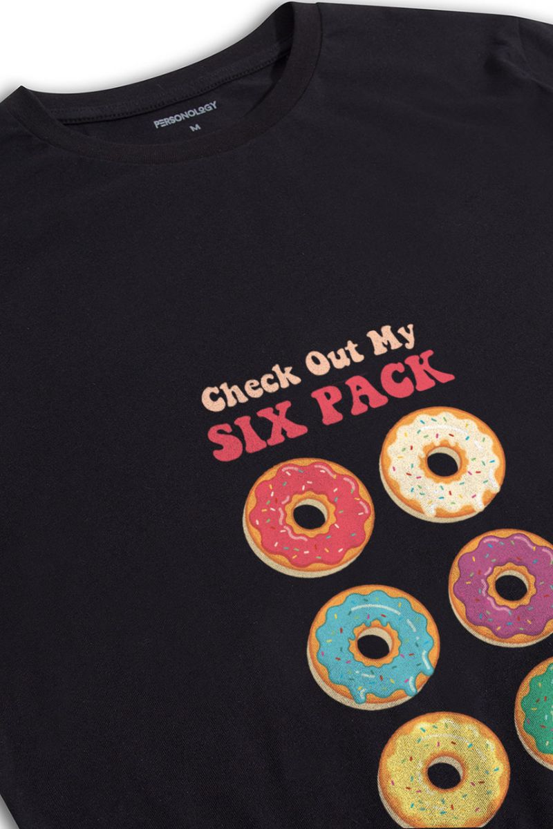 Black Soft Fabric Check out My Six Pack Design Short Sleeve Tee