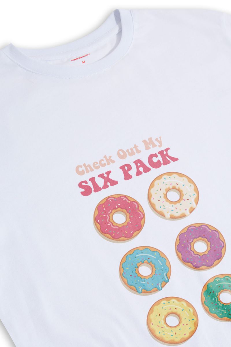 White Soft Fabric Check out My Six Pack Design Short Sleeve Tee
