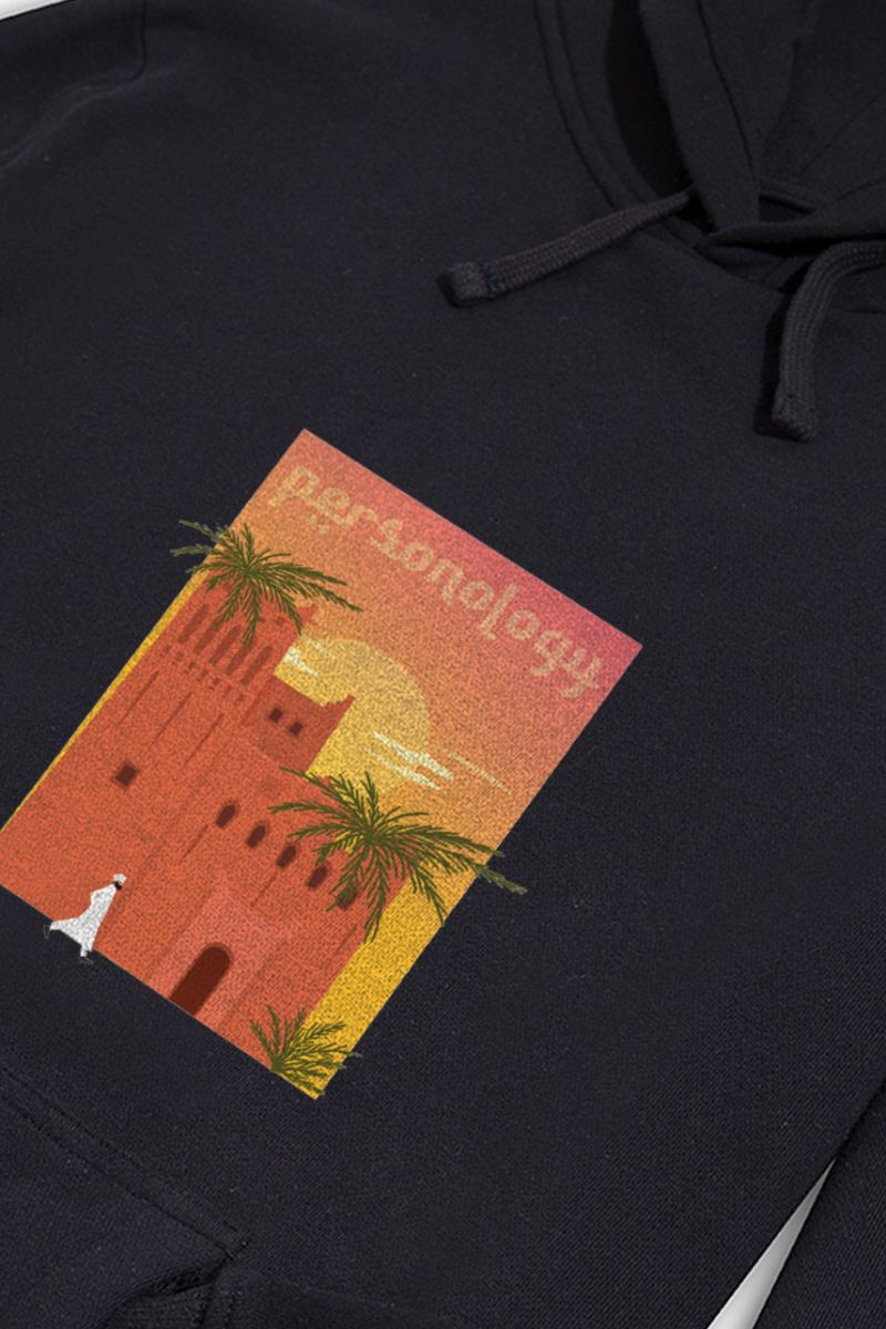 Black Premium Cotton Morocco Design Pullover Hoodie