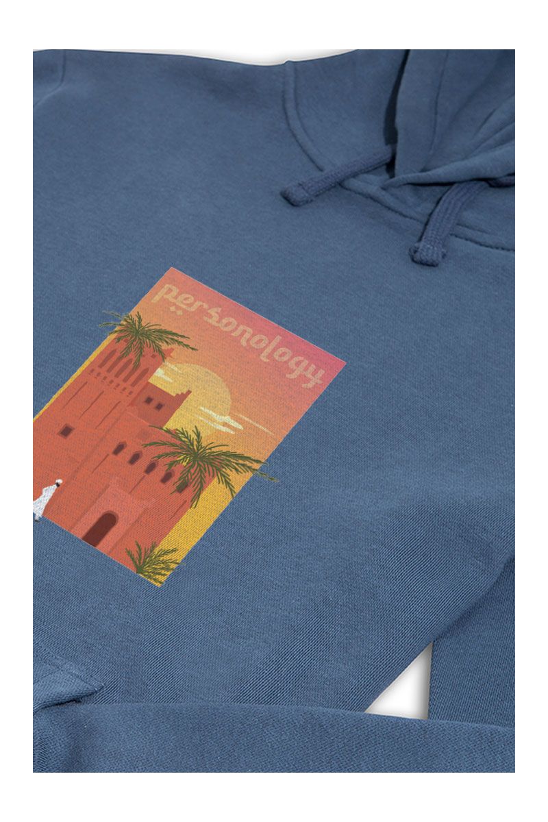 Navy Premium Cotton Morocco Design Pullover Hoodie