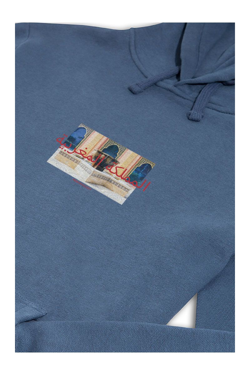 Navy Premium Cotton Fountain Design Pullover Hoodie